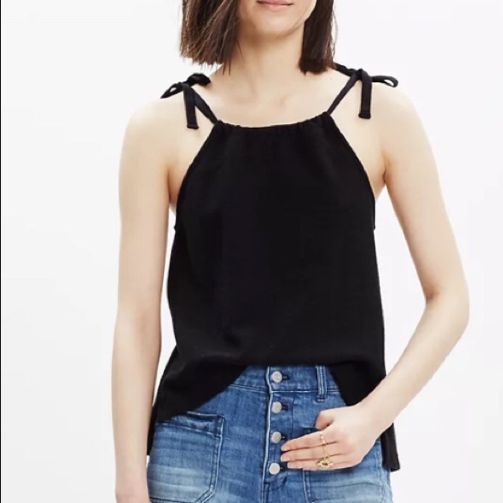 Madewell Tempo Tie-Shoulder Top Black